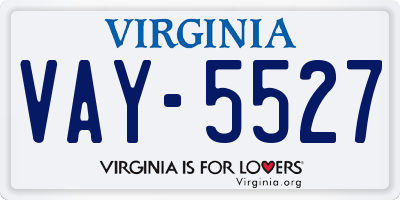 VA license plate VAY5527