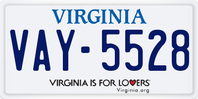 VA license plate VAY5528