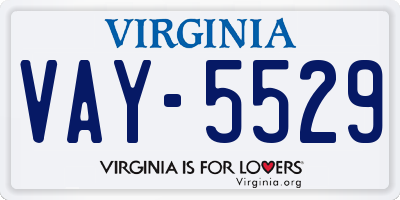 VA license plate VAY5529