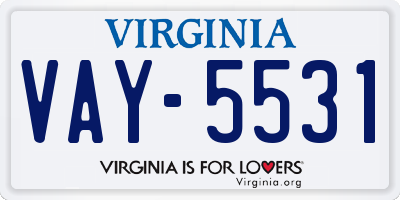 VA license plate VAY5531