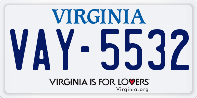 VA license plate VAY5532