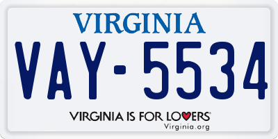 VA license plate VAY5534