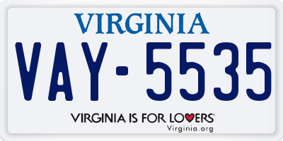 VA license plate VAY5535