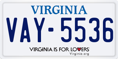 VA license plate VAY5536