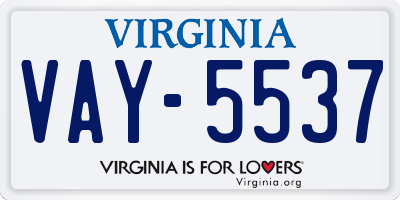 VA license plate VAY5537