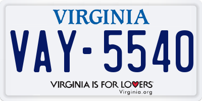 VA license plate VAY5540