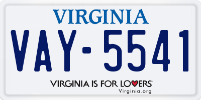 VA license plate VAY5541