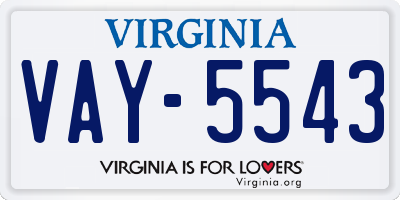 VA license plate VAY5543