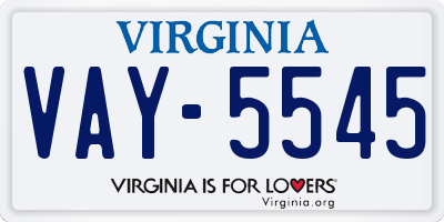 VA license plate VAY5545