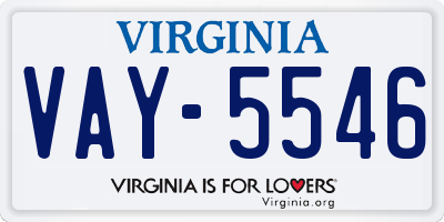 VA license plate VAY5546