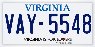 VA license plate VAY5548