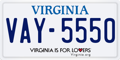 VA license plate VAY5550