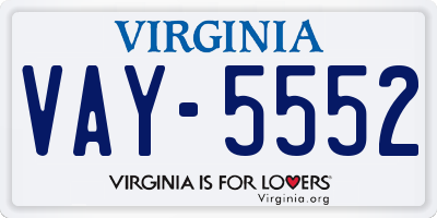 VA license plate VAY5552