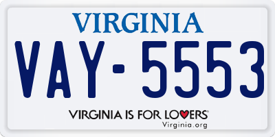 VA license plate VAY5553