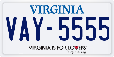 VA license plate VAY5555