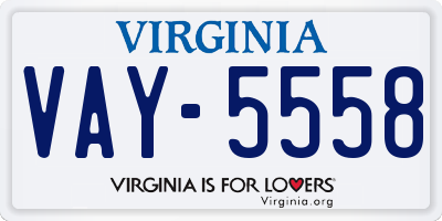 VA license plate VAY5558