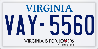 VA license plate VAY5560