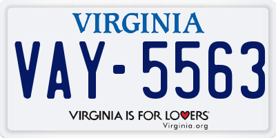 VA license plate VAY5563