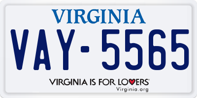 VA license plate VAY5565
