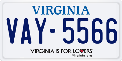 VA license plate VAY5566