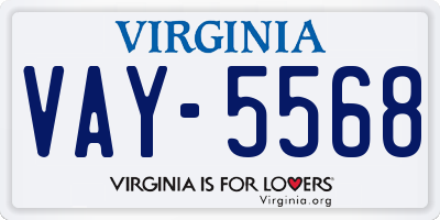 VA license plate VAY5568