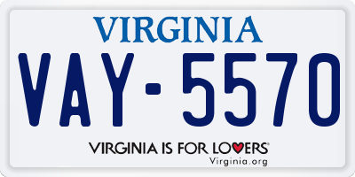 VA license plate VAY5570