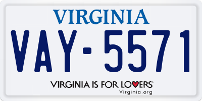 VA license plate VAY5571