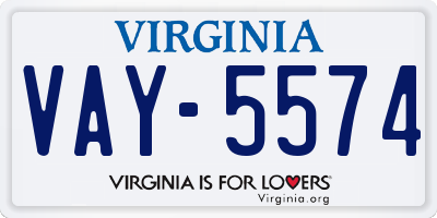 VA license plate VAY5574