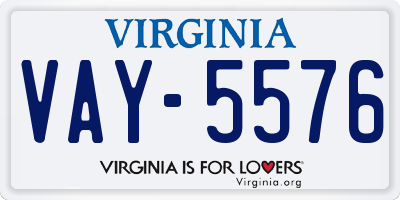 VA license plate VAY5576