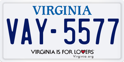 VA license plate VAY5577