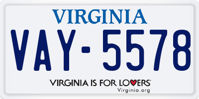 VA license plate VAY5578