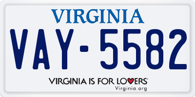 VA license plate VAY5582
