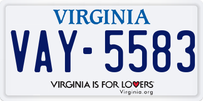 VA license plate VAY5583
