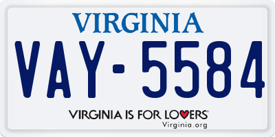 VA license plate VAY5584