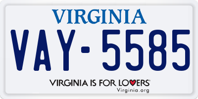 VA license plate VAY5585