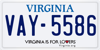 VA license plate VAY5586