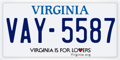 VA license plate VAY5587