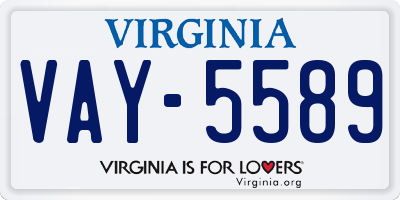 VA license plate VAY5589