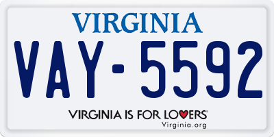 VA license plate VAY5592