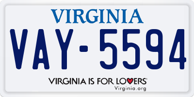 VA license plate VAY5594