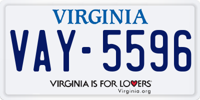 VA license plate VAY5596