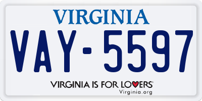 VA license plate VAY5597