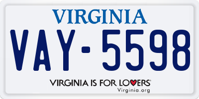 VA license plate VAY5598