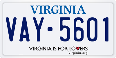 VA license plate VAY5601