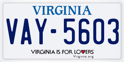 VA license plate VAY5603