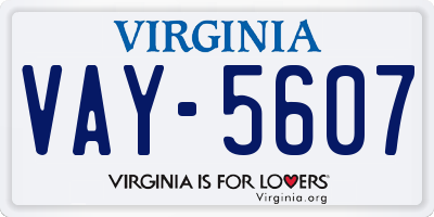 VA license plate VAY5607