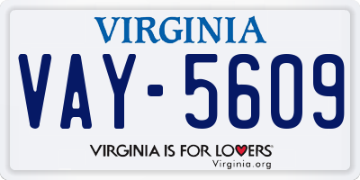VA license plate VAY5609