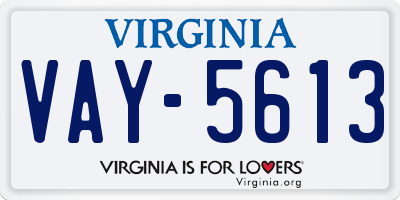 VA license plate VAY5613