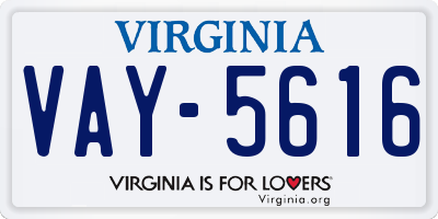 VA license plate VAY5616