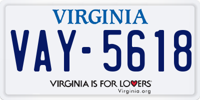VA license plate VAY5618